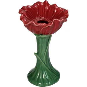 Red Poppy Ceramic Vase - Fine Earthenware for Home Decoration