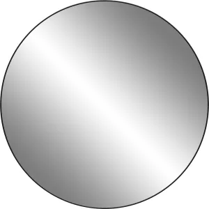 Round Wall Mirror with Black Minimalistic Frame, 110cm