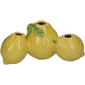 Vase Lemon Fine Earthenware - 3 Lemons Stoneware Design