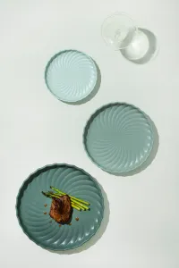 Porcelain Plates Set of 3 - Green & Pink