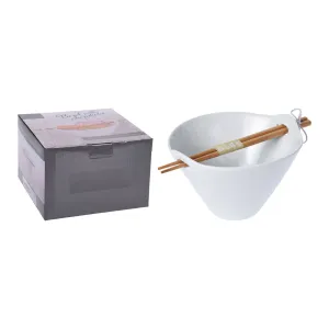 Porcelain Noodle Bowl with Bamboo Chopsticks