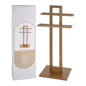 Towel Rack with Natural Wood Finish for Bathroom