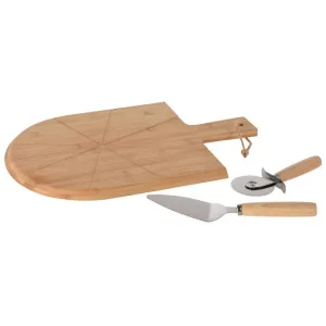 PIZZA CUTTINGBOARD SET BAMBOO