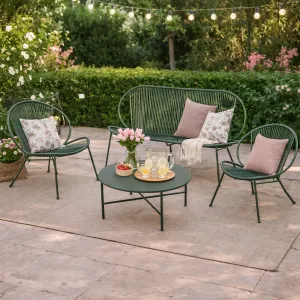 Garden Furniture 4Pcs Metal Outdoor Set â€“ Modern Patio Lounge Collection