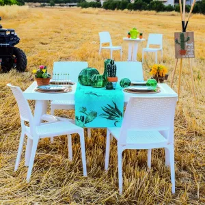 Rattan Rectangular Table - Plastic, Durable & Stylish