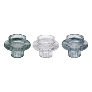 SETX3 GLASS CANDLE HOLDER