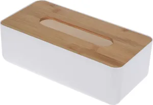 Tissue Box Plastic with Bamboo Lid