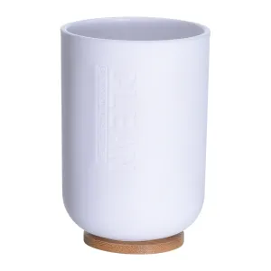 Plastic Tumbler White with Bamboo Base