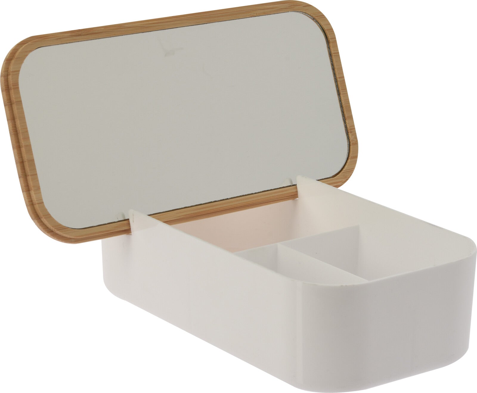 Mirror with Organizer “ Bamboo Lid, White