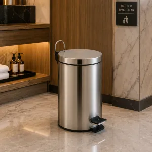 Round Pedaled Dustbin - Stainless Steel, 7L