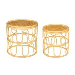 HENRIETTE RATTAN SIDE TABLE X2