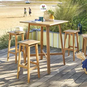Tiwi High Stool Acacia Outdoor Bar Stool Rustic Wood Seating