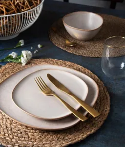 DBL Stone 12-Piece Porcelain Dinner Set with Reactive Glaze