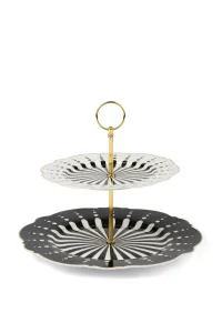 Alice 2-Layer Cake Stand - Elegant Porcelain with Gold Edge