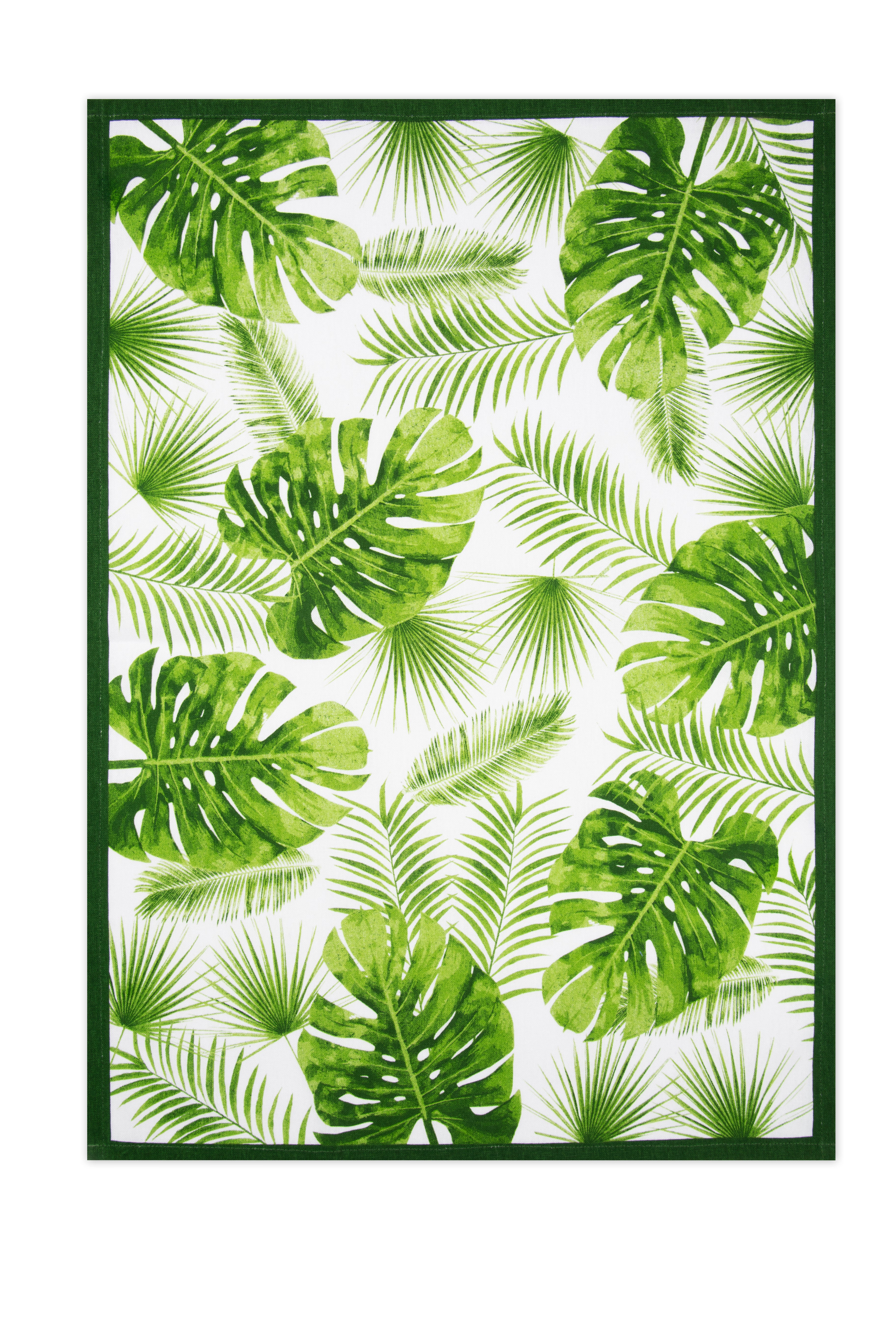 "FOLIAGE" Dish Cloth - 100% Cotton, 50x70 cm, Green Edging