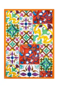 LISBONA Dish Cloth - Cotton, Orange Piping, 50x70 cm