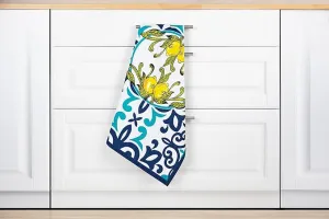"AMALFI" DISH CLOTH, 100% Cotton, Blue Edging