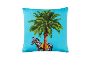Le Cirque du Marrakech Zebra Pillow - 45x45 cm, Blue