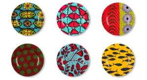 AFRIKA Set of 6 Charger Plates - Multicolor, Round, 33 cm