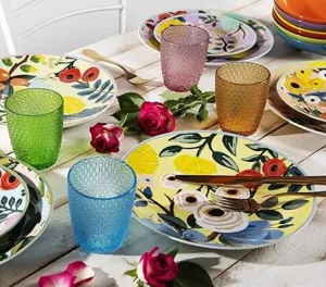 FIORI FRIDA 18 PCS Dinner Set - Elegant Porcelain and Stoneware