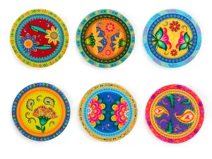 GIPSY SOUL Set of 6 Ceramic Coasters, Protects Table, Unique Designs