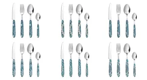 MANDALA 24 PCS Light Blue Cutlery Set - Stainless Steel