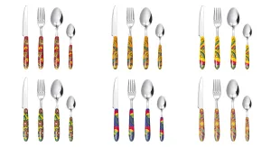 "Gipsy Soul" 24-Piece Multi-Decor Cutlery Set - Stainless Steel & Glass-Filled Polyester