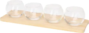 Serving Set 5-Piece Appetizer Set Glass Bowls with Bamboo Board