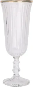Champagne Flute 120 ml Transparent Stripe Glass with Gold Rim