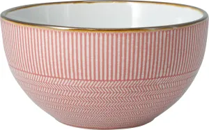 Stoneware Bowl 600ml Embossed Winter Garden D14xH7cm Pink Green Grey