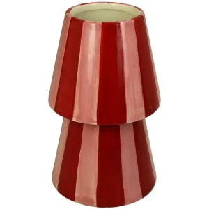 Red and Pink Stripe Flower Vase Dolomite 10 x 16 x 10 cm