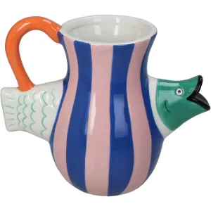 Fish Dolomite Ceramic Vase Jug Blue & Pink Stripes 21.2Ã—11.5Ã—17.6 cm