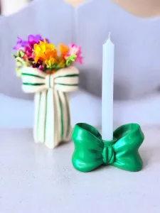 Bow Candle Holder Polyresin Candle Stick 7 x 13.5 x 7 cm