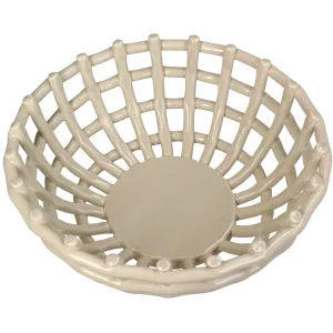 Fruit Basket Dolomite Ceramic Open-Weave 24 x 24 x 10 cm Ivory