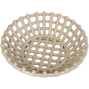 Fruit Basket Dolomite Ceramic Basket 30 x 30 x 9 cm Ivory