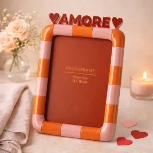 Photo Frame Amore Polyresin 13x18 cm Pastel Pink Burgundy Terra