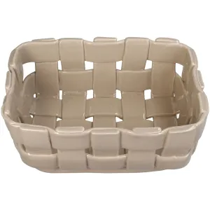 Fruit Basket Dolomite Ceramic Basket 21.5 x 15.5 x 10 cm Ivory