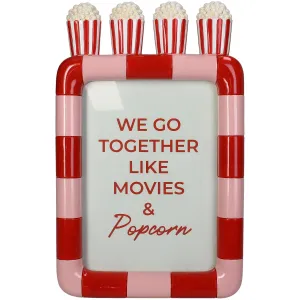 Popcorn Movie Night Polyresin Photo Frame 18 x 13 cm Red Pink