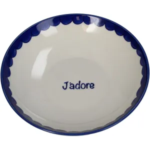 Decorative Stoneware Bowl 17.5 cm Blue Scalloped Rim J'adore