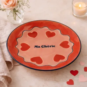 Hearts Stoneware Decorative Plate 20 x 20 cm Red Pink