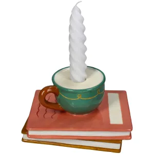 Candle Stick Cup on Book Dolomite Candle Holder 16.5 x 13.5 x 9.5 cm