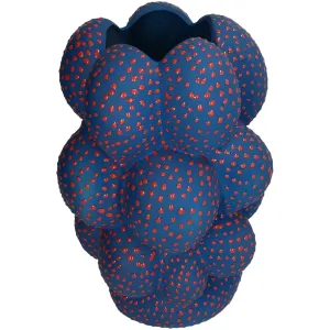 Spots Stoneware Vase Decorative Bubble Design 34 cm Blue Red