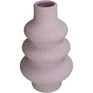 Spotted Stoneware Vase 32 cm Decorative Dot Accent Blue or Lilac