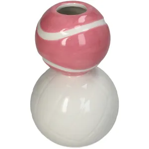 Sport Balls Dolomite Vase Double-Sphere Tabletop 9.7x9.7x15 cm Pink