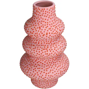 Spots Stoneware Vase 38 cm Textured Dot Design