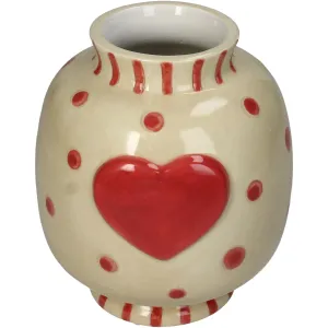Lovely Heart Dolomite Decorative Vase Beige 14.1 x 14.1 x 16 cm