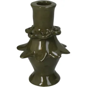 Candle Stick Stoneware Candle Holder Ceramic 8x13 cm Brown/Green