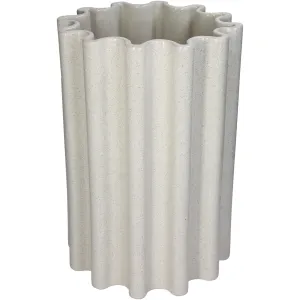 Stoneware Vase White Fluted Ceramic D22.5 x H33 or H50 cm