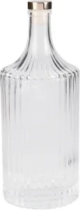 Drinking Bottle 1000ml Clear Glass Fluted Carafe with Cork Cap