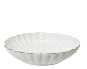 Bowl porcelain round shiny corolla design with gold rim